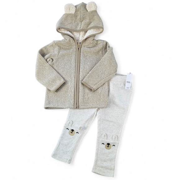 Old Navy Baby Bear Hoodie Set 18-24 Months 2-Piece Cozy Fleece Outfit - Picture 1 of 14